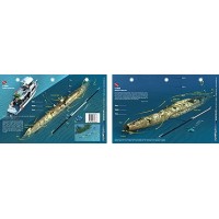 U352 off of North Carolina (8.5 x 5.5 Inches) (21.6 x 15cm) - New Art to Media Underwater Waterproof 3D Dive Site Map