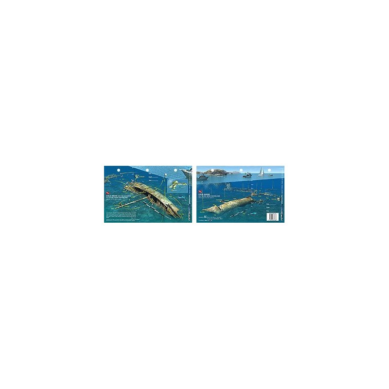 Rhone Bow in British Virgin Islands (8.5 x 5.5 Inches) (21.6 x 15cm) - New Art to Media Underwater Waterproof 3D Dive Site Map