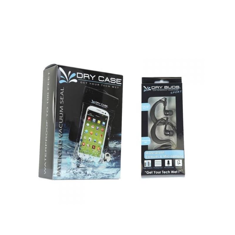DryCASE (DC-13) Waterproof Electronics Case & DryBUDS (DB-26) Fusion Waterproof Earbuds Sport Combo